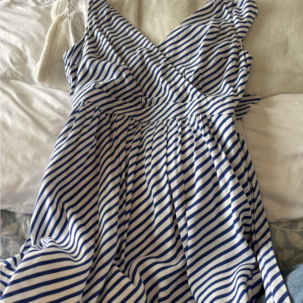 Blue and White Striped Dress